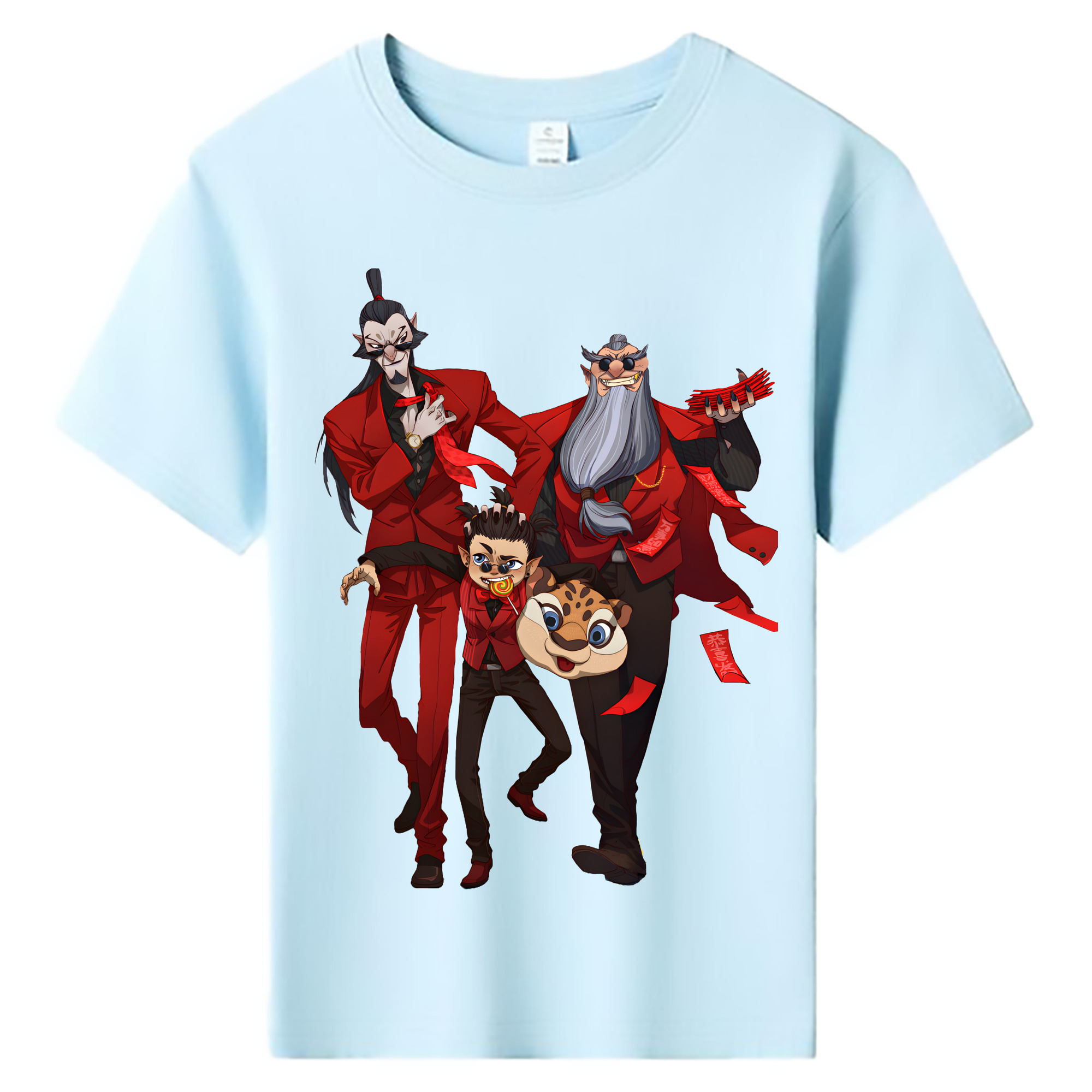 （画像用） Ne Zha 2 ナタ 魔童の大暴れ 綿100％キッズTシャツ（フロントプリント）